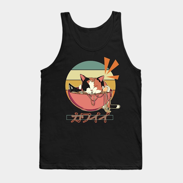 Anime cat Ramen Send Noodles Tank Top by MzumO